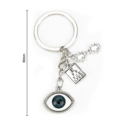 Eyeball Keychain with Glasses & Eye Chart Charm,Fun Gift for Eye Doctors & Vision Enthusiasts