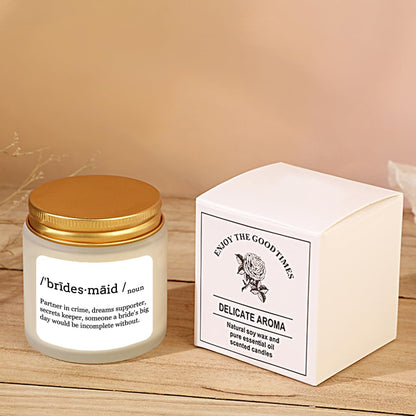 Scented Candle Bridesmaid Proposal Gifts - Lavender Soy Wax Candle - Maid of Honor Proposal Gifts - Will You be My Bridesmaid Gift for Friends Girls Women 4oz