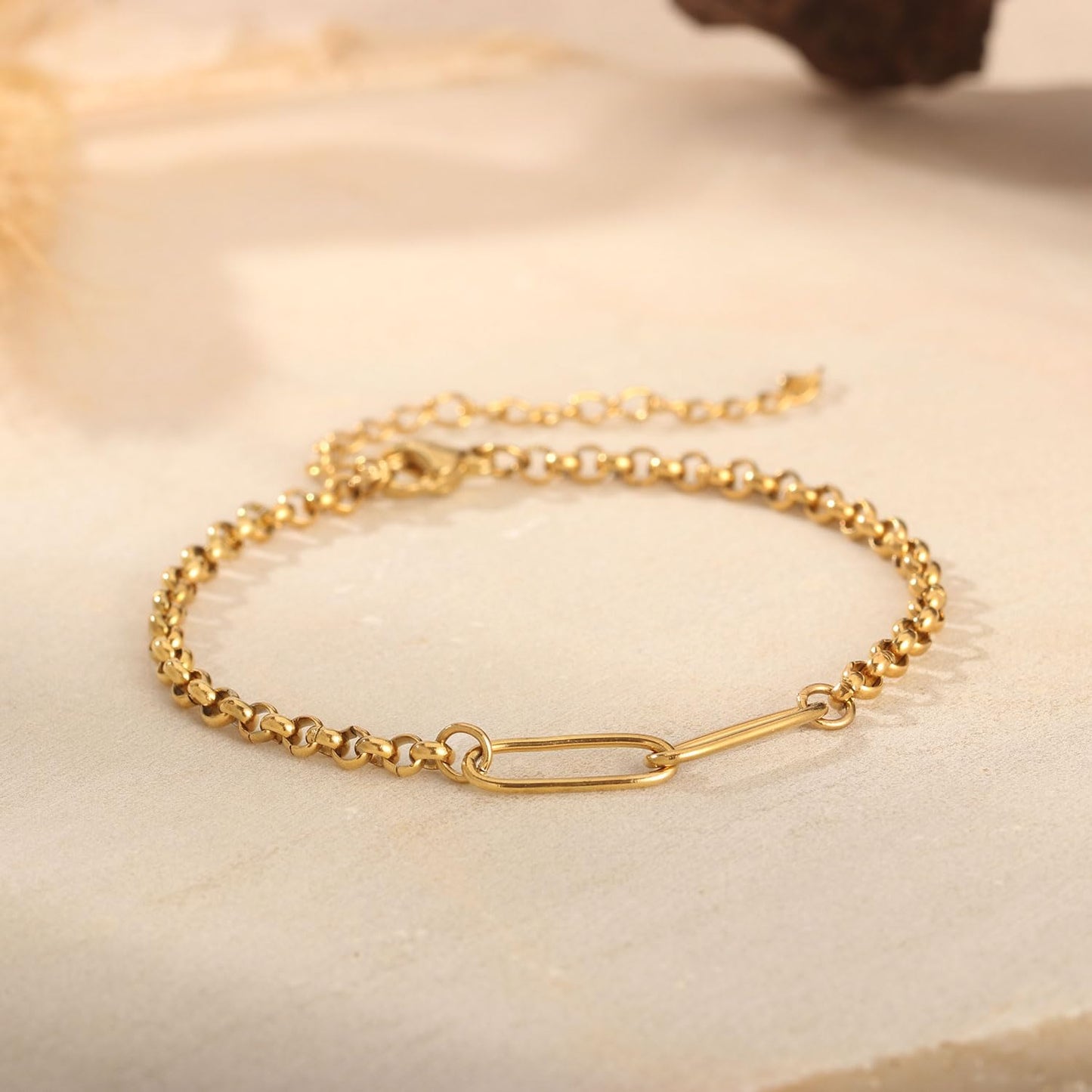 Stainless Steel Link Bracelets for Maid of Honor Bridesmaid, 18K Gold Plated Bracelet Friendship Couples Gifts for Bestie Best Friend