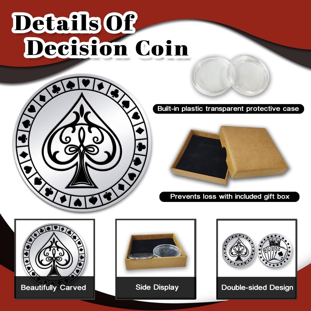 UNICRAFTALE 2Pcs Poker Card Protectors Coin Casino Lucky Coin Poker Card Guard Chip Stainless Steel Double Sided Decision Coins Las Vegas Souvenirs Pokers Player Accessories Gift for Men Women