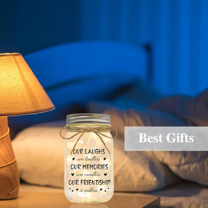 Friendship Gifts for Women Best Friend Birthday Christmas Gift - Mothers Day Gifts for Friends, Mason Jar Night Lights, Heartfelt Home Decor Gift