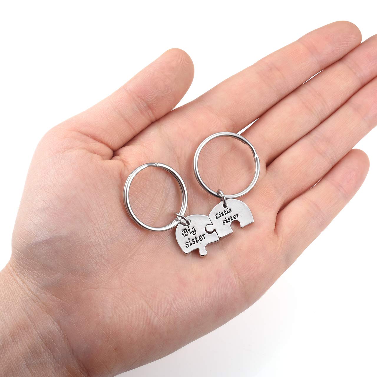 Jovivi 4pcs Sister Brother Keychains Set Matching Heart Puzzle Keychain Christmas Birthday Gifts for Little Brother Big Sister Keychain