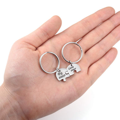 Jovivi 4pcs Sister Brother Keychains Set Matching Heart Puzzle Keychain Christmas Birthday Gifts for Little Brother Big Sister Keychain