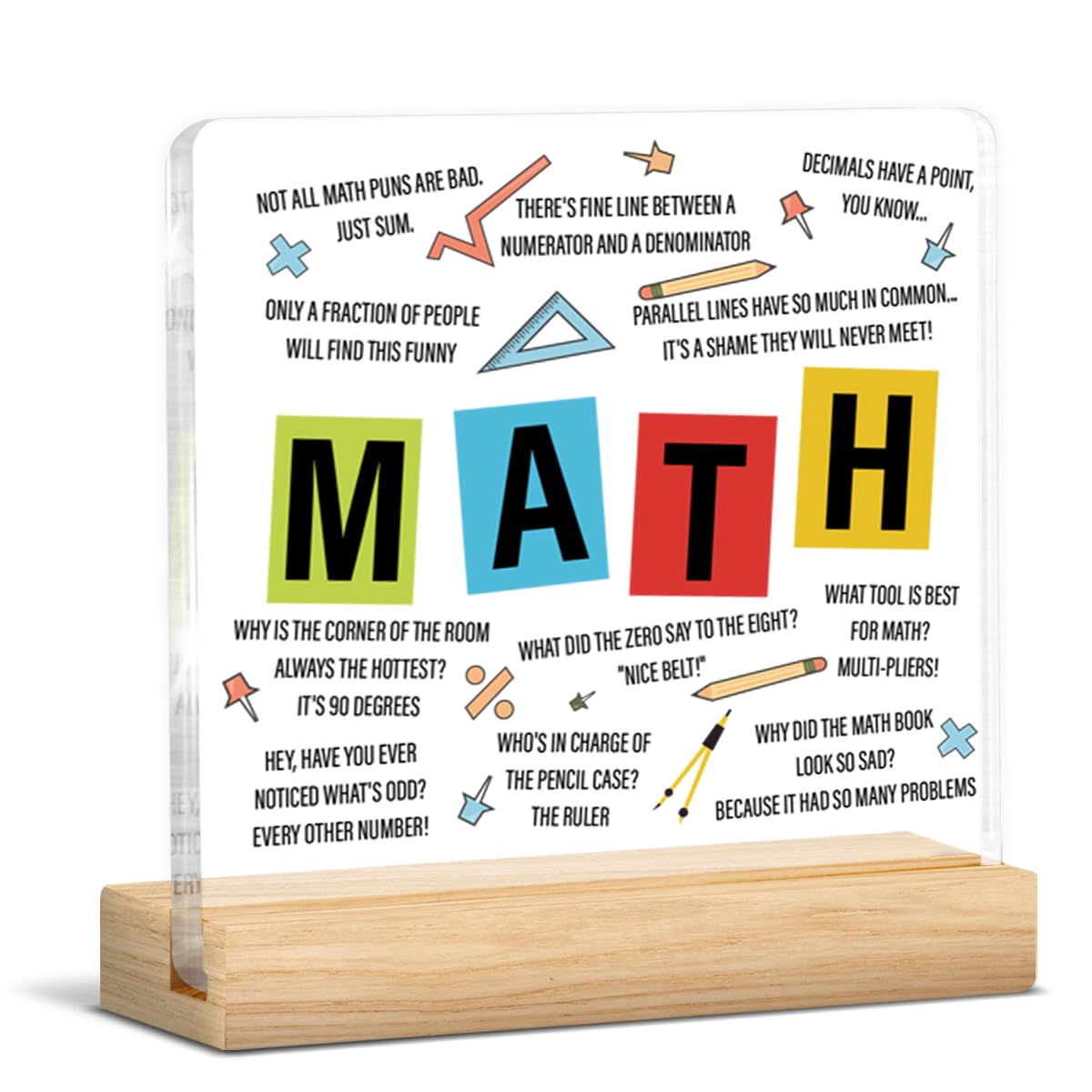 Math Teacher Gifts for Women Men, Gifts for Math Teacher Thank You Appreciation Retirement Back to School, Clear Acrylic Desk Decorative Sign Decor