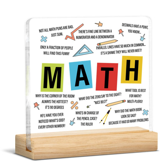 Math Teacher Gifts for Women Men, Gifts for Math Teacher Thank You Appreciation Retirement Back to School, Clear Acrylic Desk Decorative Sign Decor