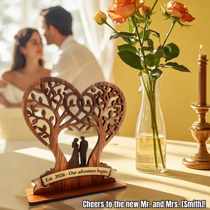 Wedding Gifts for Couples 2026 - Engraved Wood Keepsake with Est. 2026 - Our Adventure Begins,Engagement Ornament 2026 Perfect Bridal Shower Gifts,Married Personalized Ornament for Newlyweds (1)