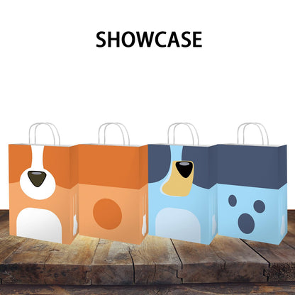 OU RUI 12Pcs Blue Dog Birthday Party Gift Bag Favors Cookie Chocolate Candy Snack Bags Dog Theme Party Carry Bag