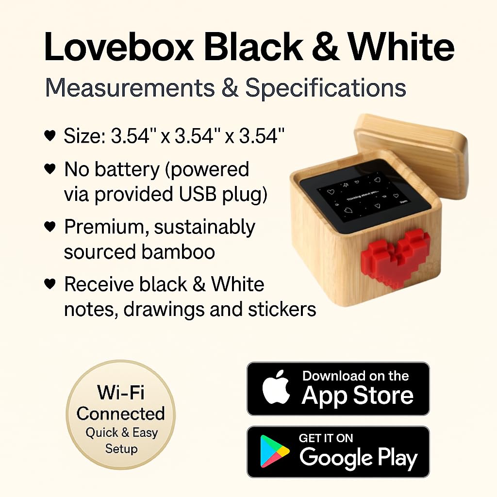 Lovebox Black & White | Love Note Messenger | Meaningful for Mom, Dad, Wife, Husband, Grandma, Grandpa, Couple Gift, Long Distance Relationship Gift