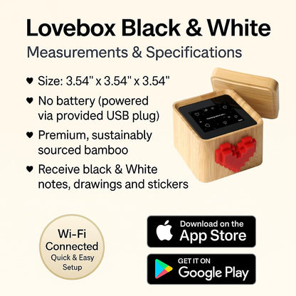 Lovebox Black & White | Love Note Messenger | Meaningful for Mom, Dad, Wife, Husband, Grandma, Grandpa, Couple Gift, Long Distance Relationship Gift