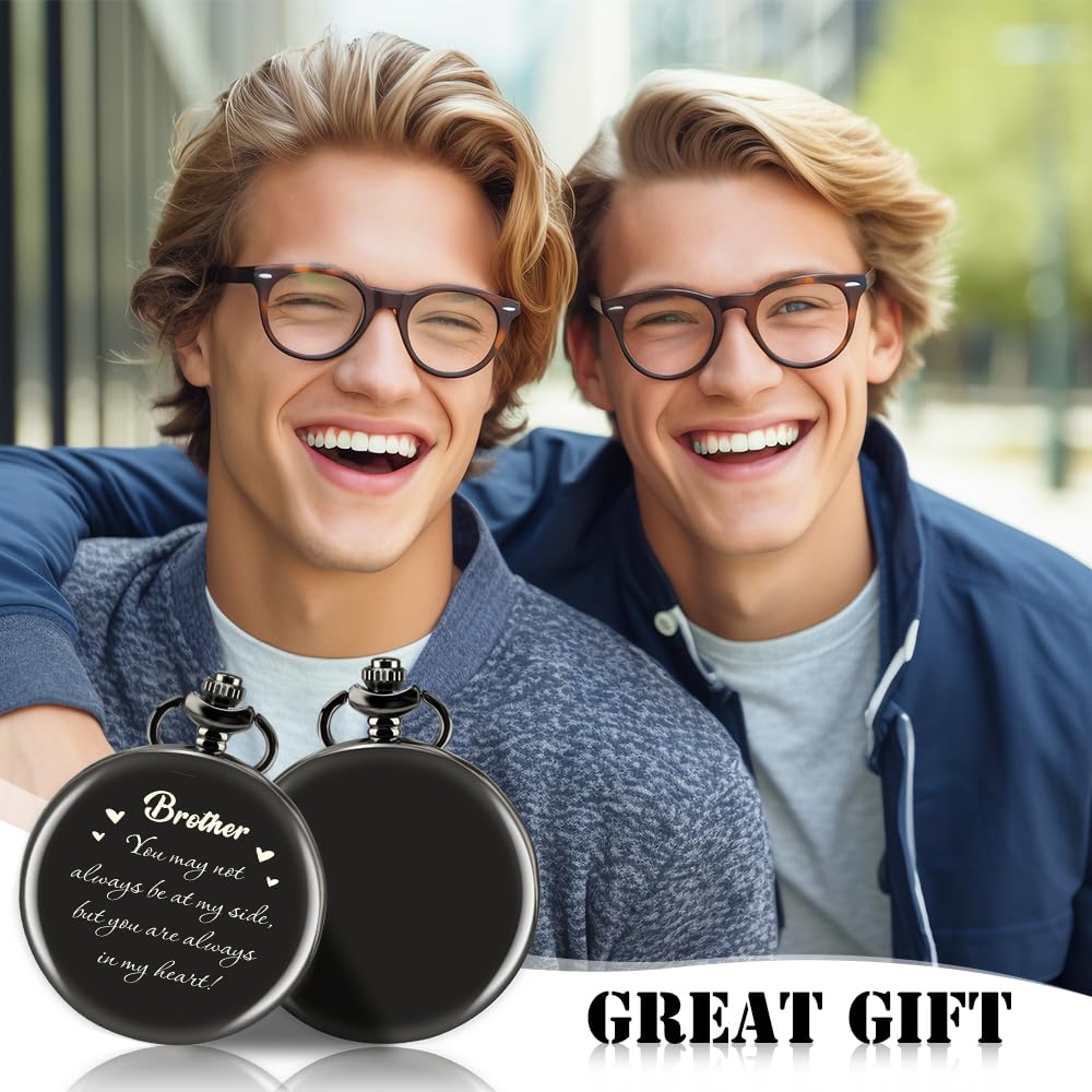 Engraved Pocket Watch for Men Borther Gifts for Graduation Fathers Day Birthday Xmas Valentines Day Gifts for Brother