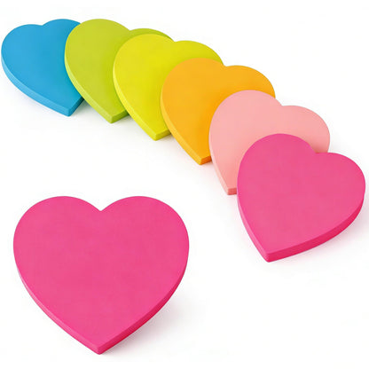 Heart Sticky Notes - 6 Pads Valentines Gifts | Valentines Party Favors Supplies for Women - Post Notes Stickers for Galentines - Teacher Must Have Desk Accessories for Classroom Office,80 Sheets/Pad
