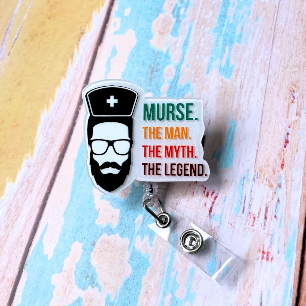 Murse Badge Reel Male Men Nurse Badge Reel ID Retractable Holder Alligator Clip Lanyard Nursing Nurses Reels Gift Funny Doctor Students Graduation Appreciation Supplies Week Accessories Office Gifts