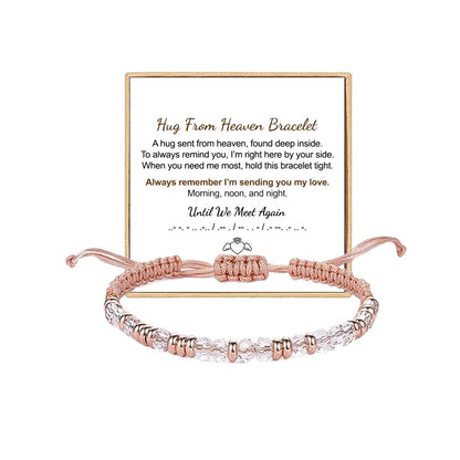 Hug from Heaven Morse Code Bracelet - Until We Meet Again, Black Hematite Beads for Men and Women