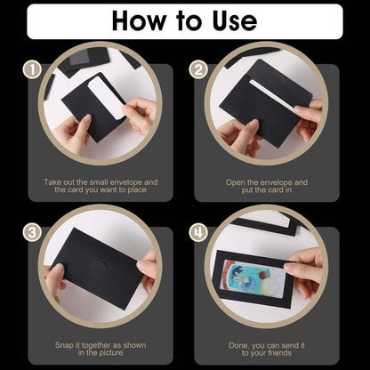 300Pcs Gift Card Envelopes, 3.9'' x 2.4" Black Gift Card Sleeves Bulk with Window, Mini Envelopes Sleeves for Father's Day, Graduation Season