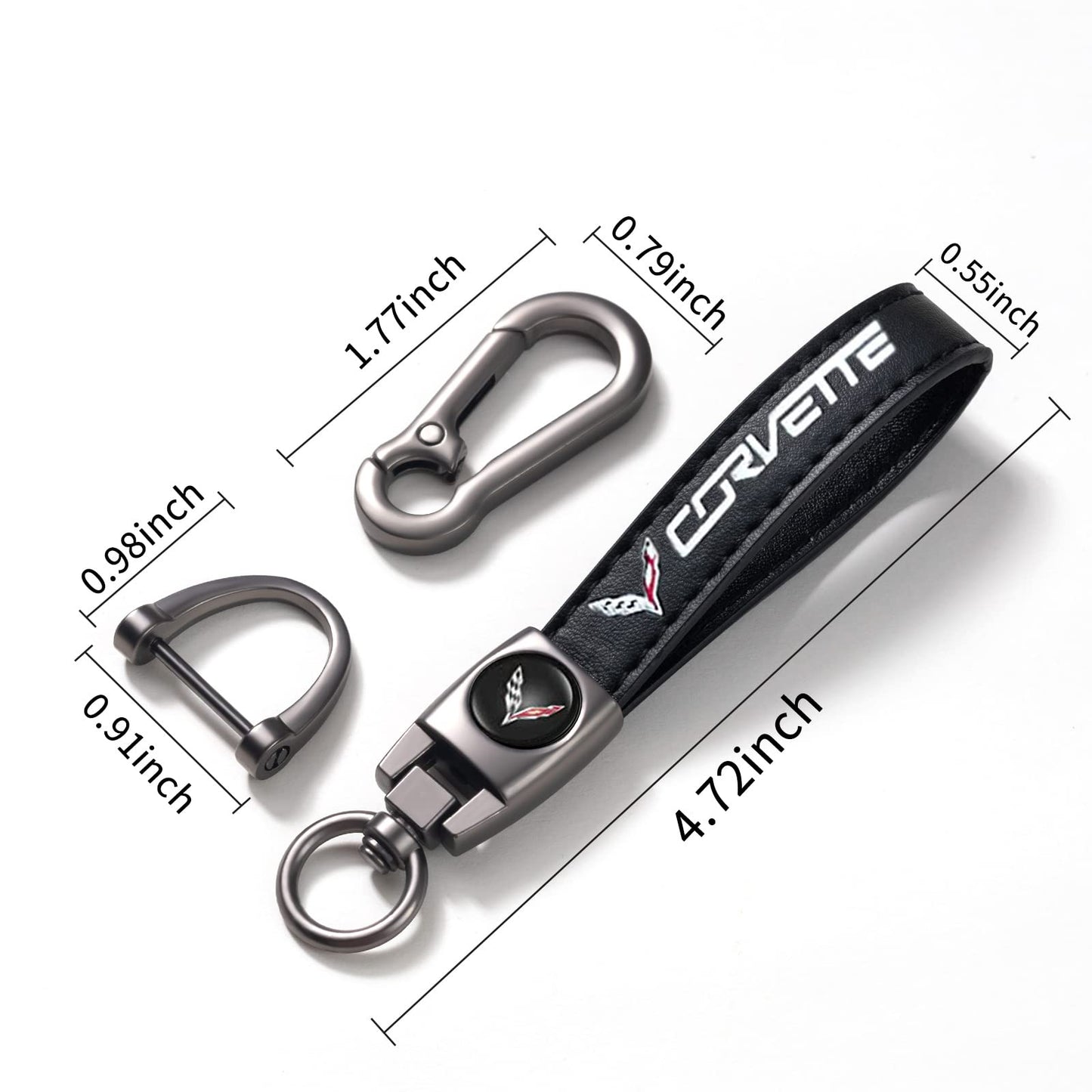 TACOMA Genuine Leather Car Key Chain for Corvette C4 C6 C5 C7 C8 Z06 KeyChain for Men and Women Family Present Key Ring Accessories Black