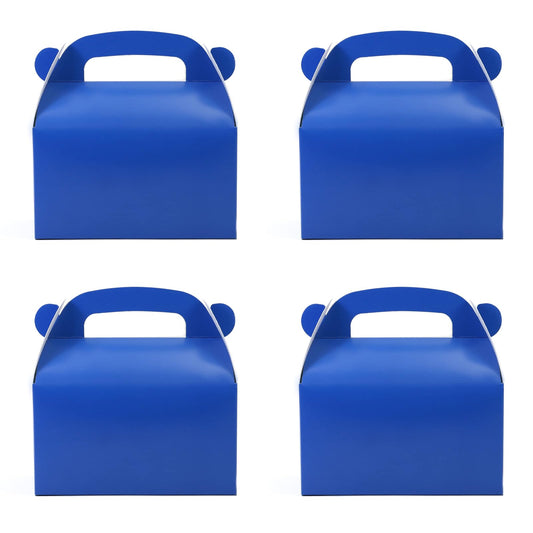 30-Pack Dark Blue Party Favor Treat Boxes Pack, Goodie Boxes, Paper Gable Gift Boxes with Handles. Perfect for Prince Party and Baby Shower Decoration Supplies