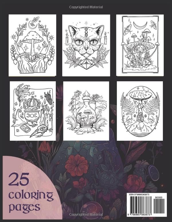 Witchy Coloring Book: Magical Pages full of Crystals, Potions, Mushrooms & Herbs. Modern Witchcraft for Adults
