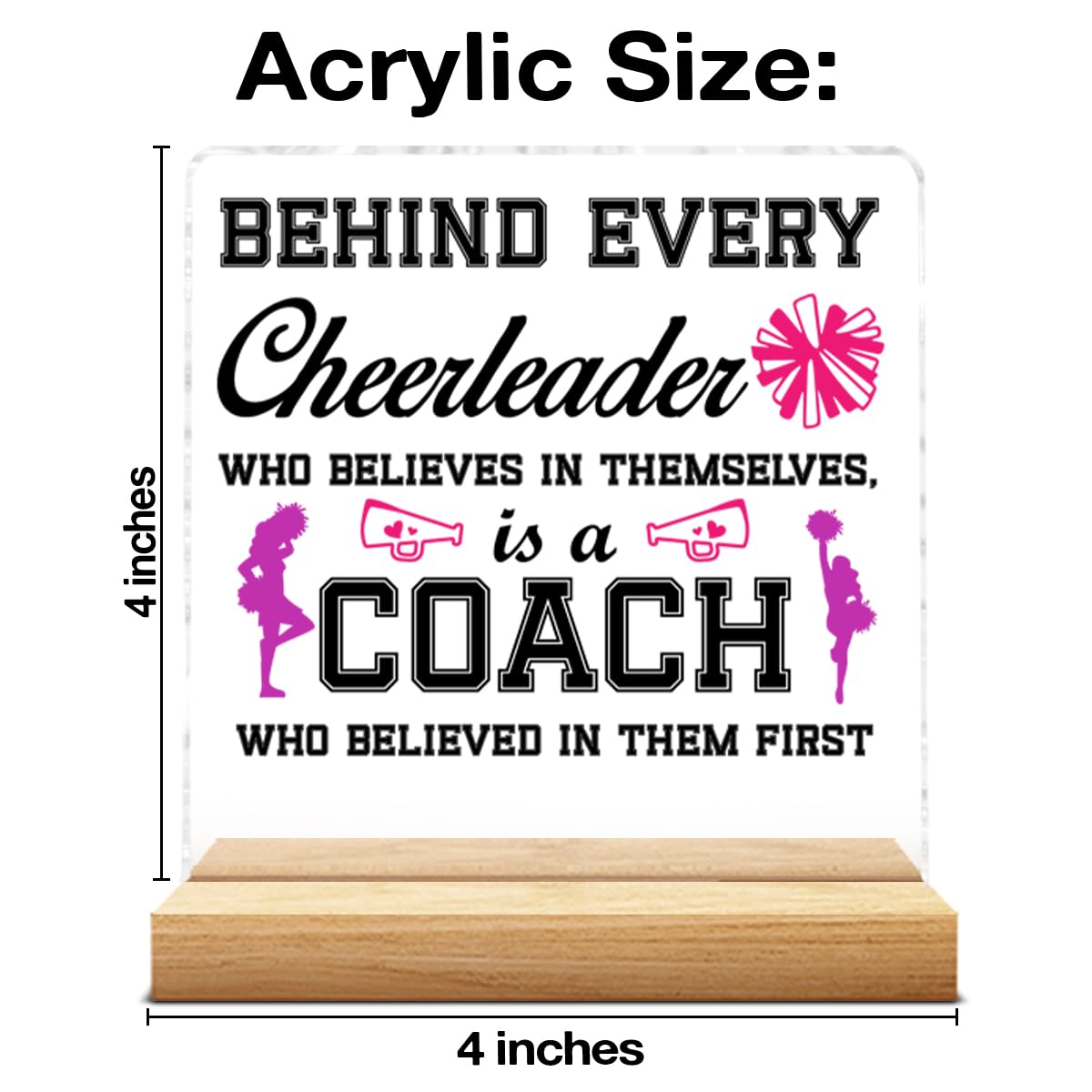 Cheer Coach Gifts, Gift for Cheerleading Coach Thank You Appreciation Birthday Retirement End of Year, Acrylic Plaque Sign Home Office Decor