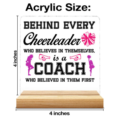 Cheer Coach Gifts, Gift for Cheerleading Coach Thank You Appreciation Birthday Retirement End of Year, Acrylic Plaque Sign Home Office Decor