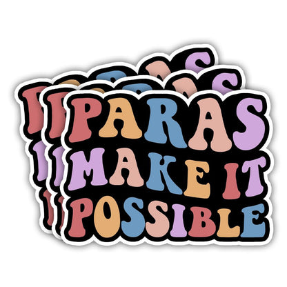 SODAVA (3Pcs, 3"x4") Paraprofessional Stickers, Waterproof Vinyl Decals for Teacher Assistant Paraeducator SPED Staff Appreciation Gift School Counselor Classroom Supplies