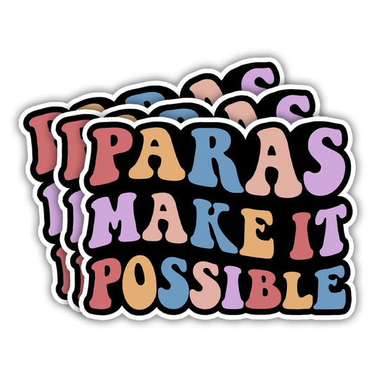 SODAVA (3Pcs, 3"x4") Paraprofessional Stickers, Waterproof Vinyl Decals for Teacher Assistant Paraeducator SPED Staff Appreciation Gift School Counselor Classroom Supplies