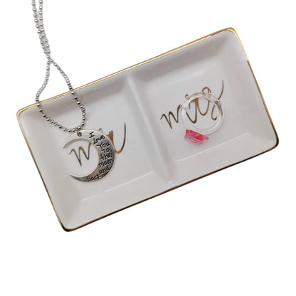 Mr and Mrs Ring Dish Jewelry Dish Ceramic Jewelry Holder Ring Holder for Wedding Engagement Valentine's Day Gift