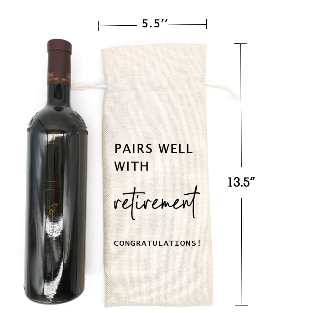 Socive Retirement Wine Bag, Retired Gifts Wine Bags, Pairs Well With Retirement, Gift for Him or Her, Leaving Gift for Colleagues Best Friends Coworkers Boss Nurse Teachers