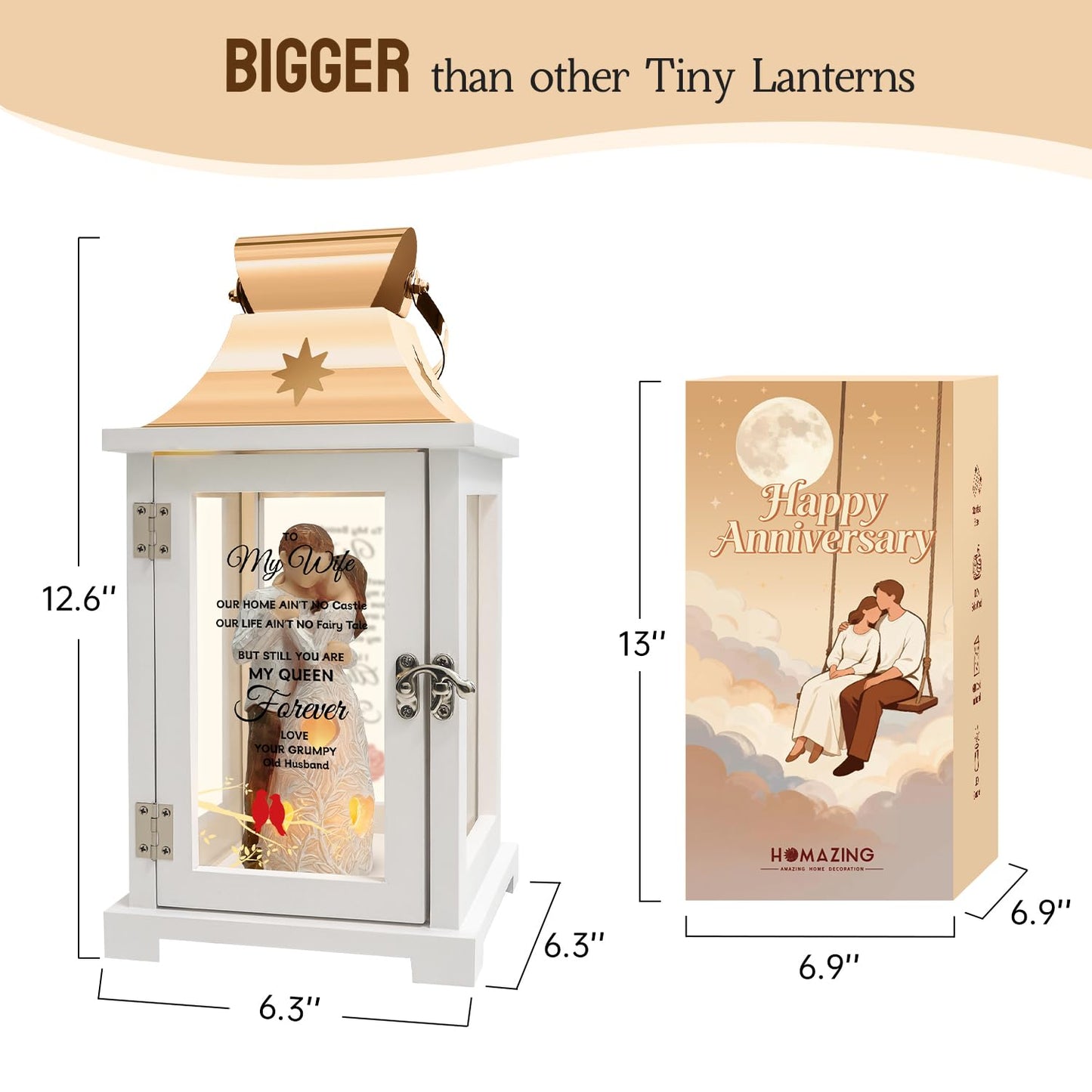 Gift for Wife, Best Mother's Day Valentines Day Anniversary Birthday Gifts Lantern for Wife Christmas