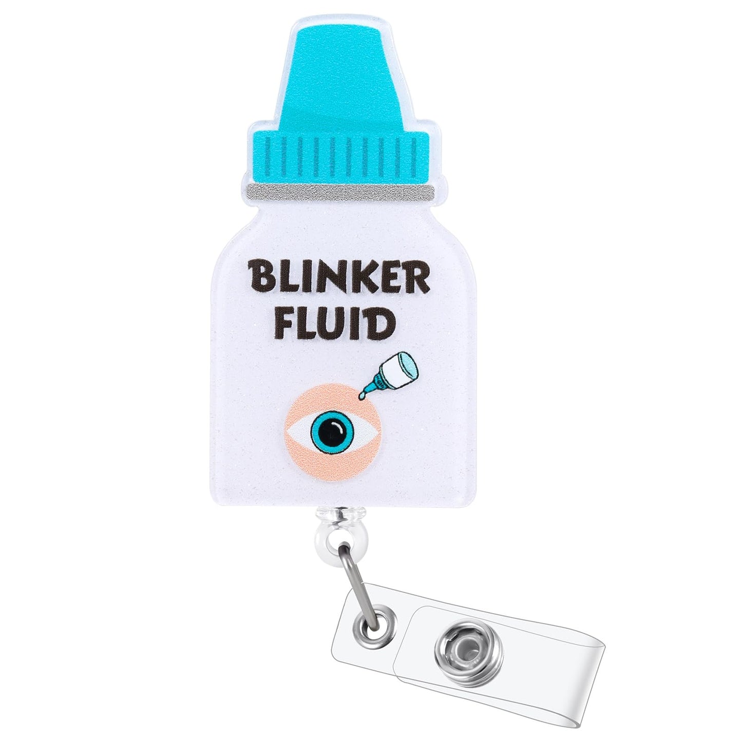 Blinker Fluid Funny Optometry Doctor Nurse Badge Reel, Retractable ID Card Ophthalmology Badge Holders, Medical Badge Clip for Ophthalmologist OD Ophthalmic Technician Assistant, Optometrist Gifts
