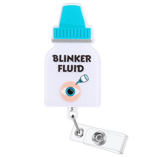 Blinker Fluid Funny Optometry Doctor Nurse Badge Reel, Retractable ID Card Ophthalmology Badge Holders, Medical Badge Clip for Ophthalmologist OD Ophthalmic Technician Assistant, Optometrist Gifts