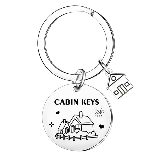 Cabin Keychain New Home Gifts Housewarming Gifts for Family Friend County House Keyring Christmas Birthday Gift for New Cabin Owner