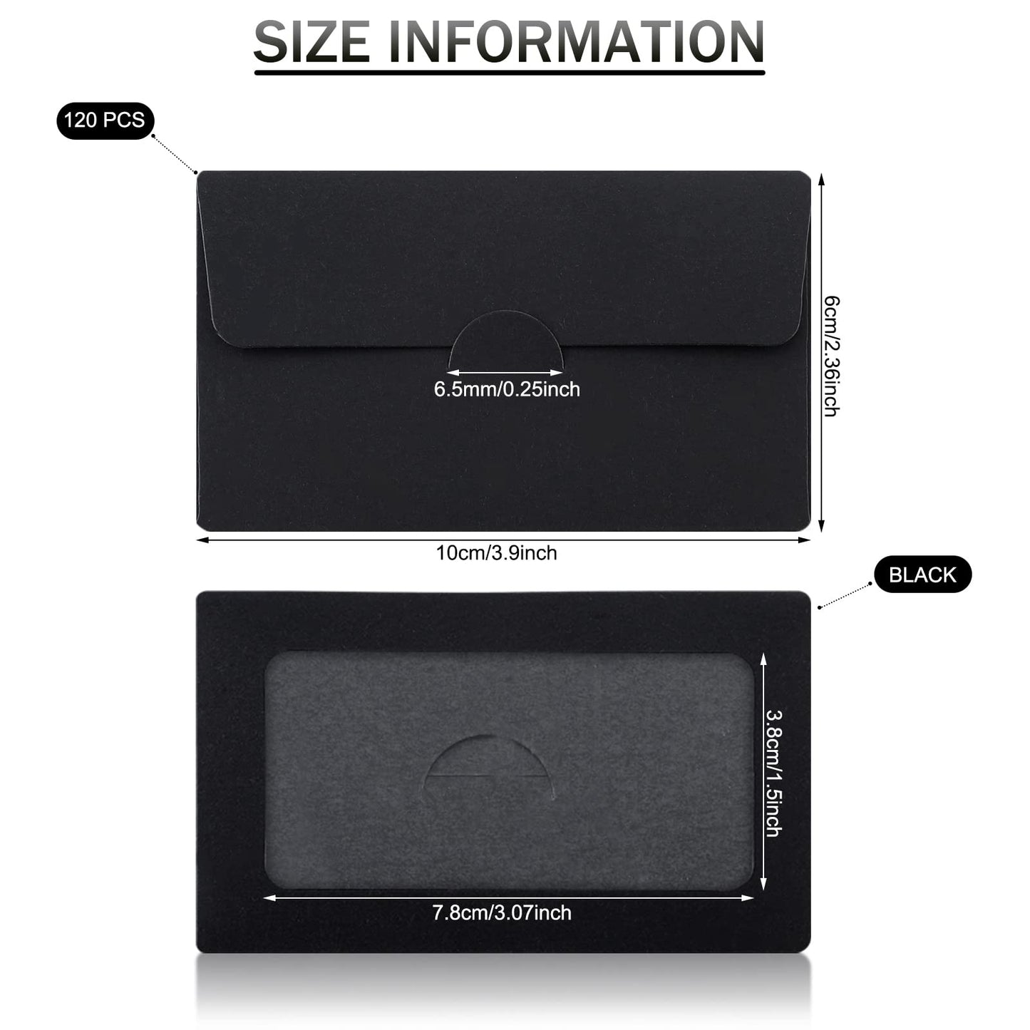 120 Packs Window Gift Card Envelopes Gift Sleeves Credit Size Business Invitation Card Envelopes for Christmas Thanksgiving Gifts, 3.9 x 2.4 Inch(Classic,Black)