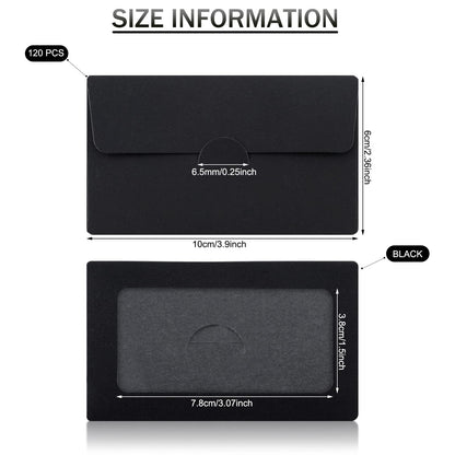 120 Packs Window Gift Card Envelopes Gift Sleeves Credit Size Business Invitation Card Envelopes for Christmas Thanksgiving Gifts, 3.9 x 2.4 Inch(Classic,Black)