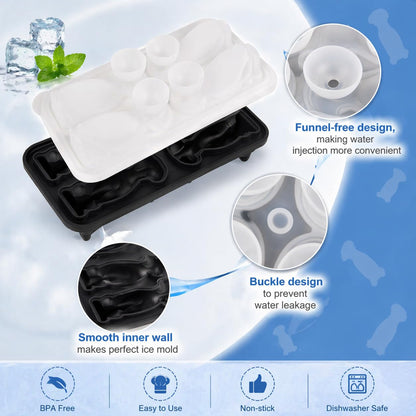 Dog Ice Cube Tray Mold - 3D Labrador Shape Ice Cube Trays, Cute Ice Cube Molds for Whiskey Bourbon, 4-Hole Large Fun Shapes Ice Cube Trays, Funny Labrador Gifts for Dog Lovers Women Men