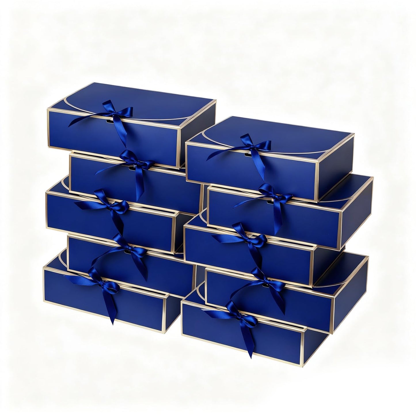 WLUSEAXI 10Pack Blue Gift Boxes, 10.6x7.8x3.1Inch Bridesmaid Proposal Box with Ribbons, Gift Boxes with Lids for Presents, Mother's Day, Wedding, Groomsmen Proposal, Birthday Party