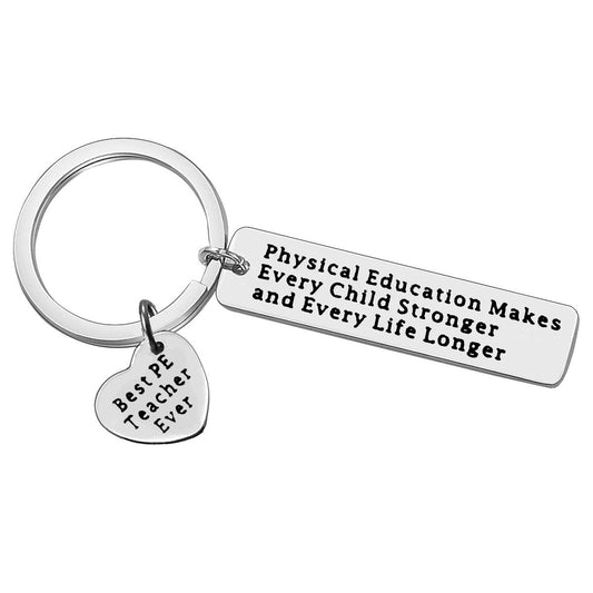 Ciyumu PE Teacher Appreciation Gifts for Women Men Gym Teacher Keychain Birthday Thanksgiving Christmas Graduation Retirement Gifts for PE Teacher from Student Stainless Steel Keyring