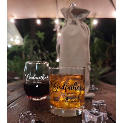 Godparents Proposal Gift 2026 - Will You Be My Godparents Wine Glass- Godparent Gifts for Baptism, Catholic Godmother Godfather Mothers Day Fathers Day Christmas Birthday Present from Godchild
