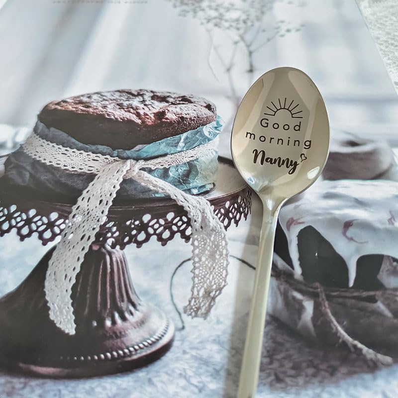 Nanny Gifts Spoons from Grandkids Grandchildren Good Morning Nanny Spoon for Nanny Tea Coffee Lovers Gifts Spoons for Nana Grandma Mothers Day Gift for Nana Grandmother