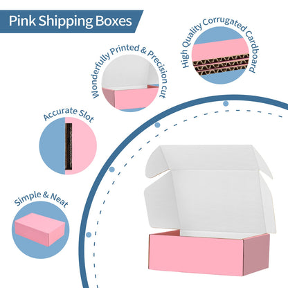 SNOGSWOG 28 Pack 9x6x3 inches Pink Shipping Boxes for Small Business, Small Corrugated Cardboard Gift Box for Mailing,Shipping,Storing,Christmas Gifts Wrapping