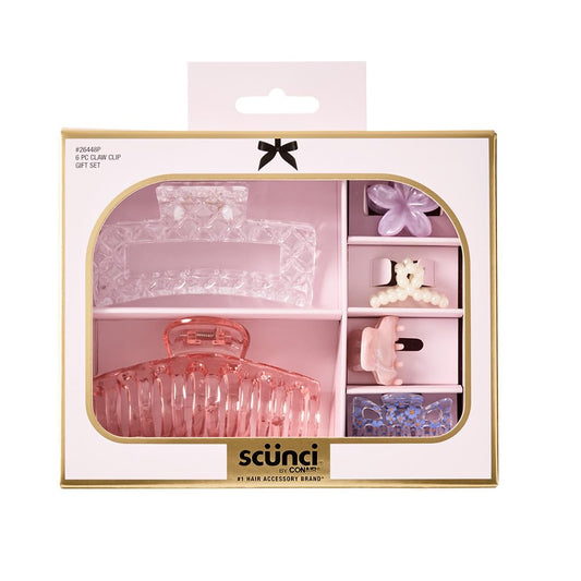 Scunci by Conair 6pk Pastel Gift Set - Claw Clips - hair accessories for girls and women - teen girl gifts trendy stuff - stocking stuffers - gifts for her - Assorted Colors and Styles