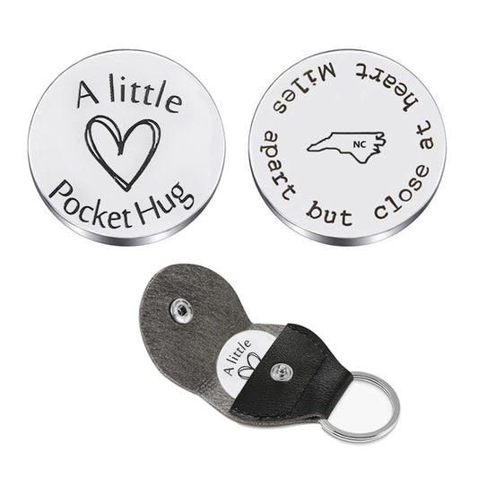 JJTZX Pocket Hug Token for Long Distance Relationship Gifts Miles Apart but Close at Heart United States Map Keychain