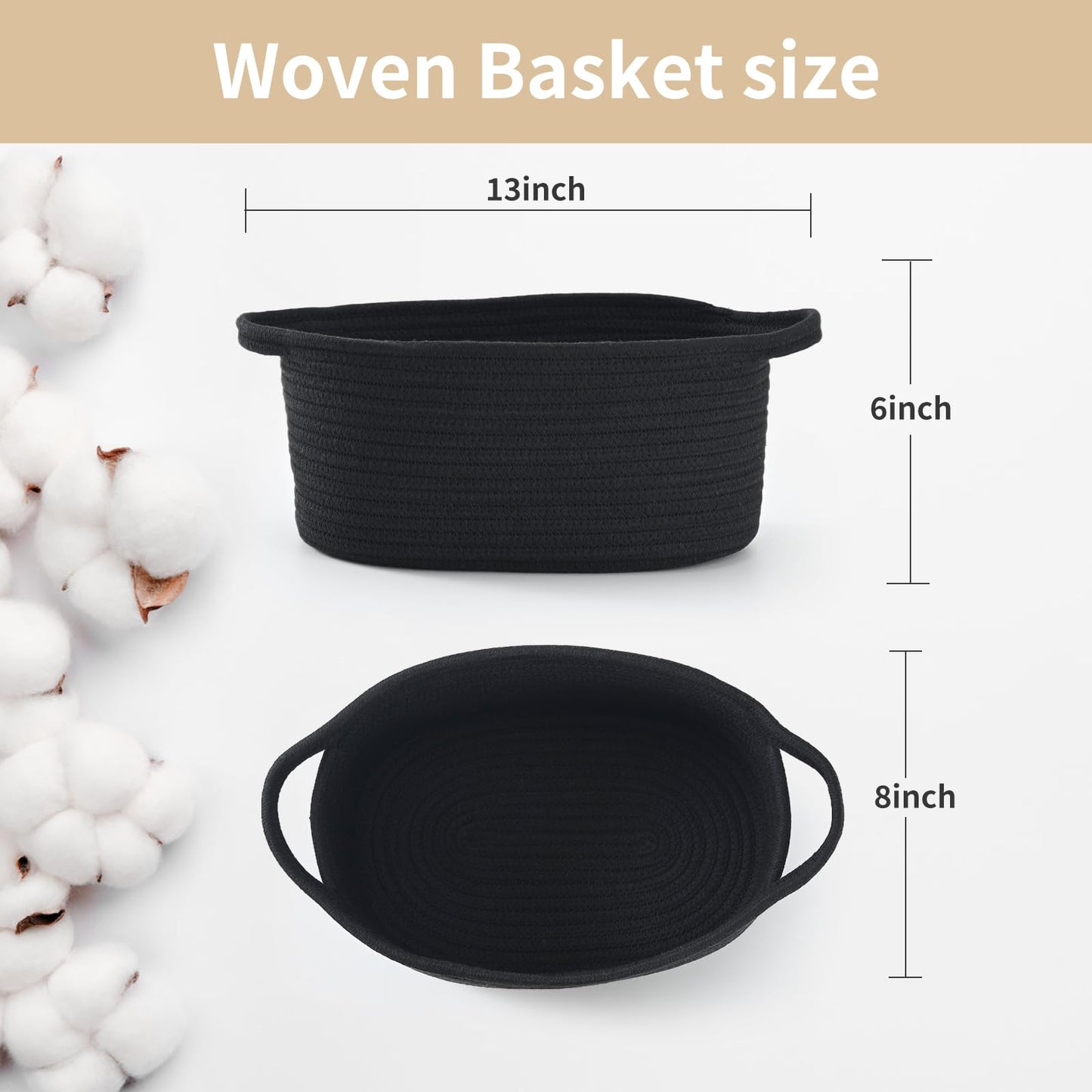 Happyiren Woven Empty Gift Basket with Handles – Perfect for Graduation, Teacher Appreciation, Birthdays & Special Occasions, Black Decorative Storage Container for Gifts, Toys, or Essentials