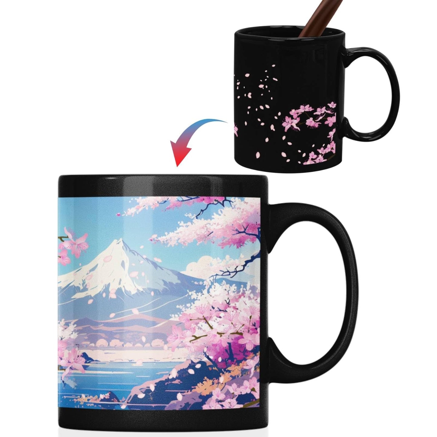 Onebttl Japanese Gifts Coffee Mug for Women Men, Cute 12oz Heat Sensitive Magic Coffee Mug for Friends, Girlfriends, Boyfriends, Japanese Friends for Christmas, Birthday