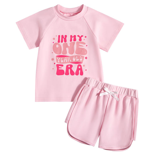 First Birthday Baby Girl outfit Gifts In My One Year Old Era 1st Birthday Infant Short Clothes + Shorts Set