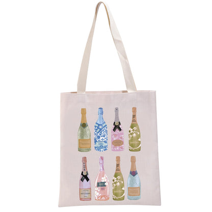 WCGXKO Funny Champagne Lover Gift Home Bar Merch Themed Flour Sack Tote Shopping Bag (Moet)