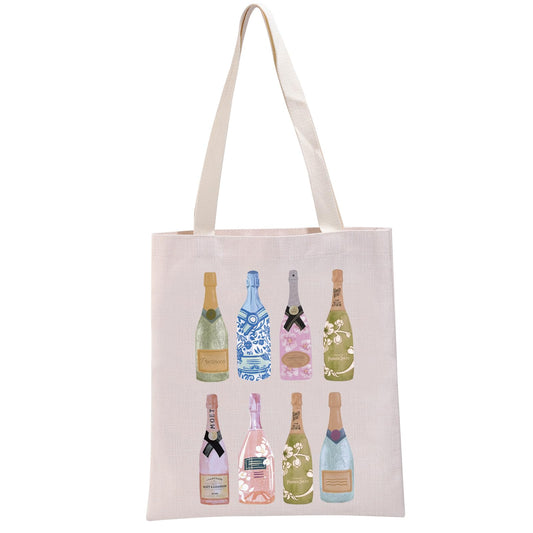 WCGXKO Funny Champagne Lover Gift Home Bar Merch Themed Flour Sack Tote Shopping Bag (Moet)