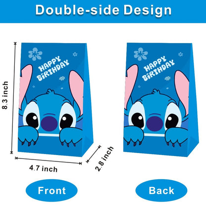 ARHAVI 12Pcs Stitch Party Gift Bags Goodie Bags, Stitch Birthday Party Supplies for Kids Birthday Decorations