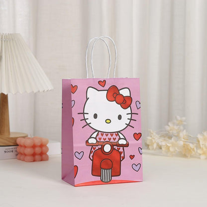 Cute Birthday Party Supplies, 12 Pcs Party Favor Bags, Candy Goodie Treat Bags with Handle, Cartoon Birthday Party Decorations (B)