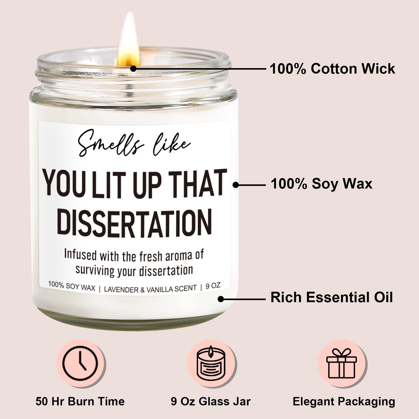 Younift Funny Grad Candle, Phd Graduation Gifts, 2026 Graduation Gifts for Doctorate for Her, Him, Women, Men - Congratulations Graduate - Presents for Doctoral Graduates, Students - 9 oz