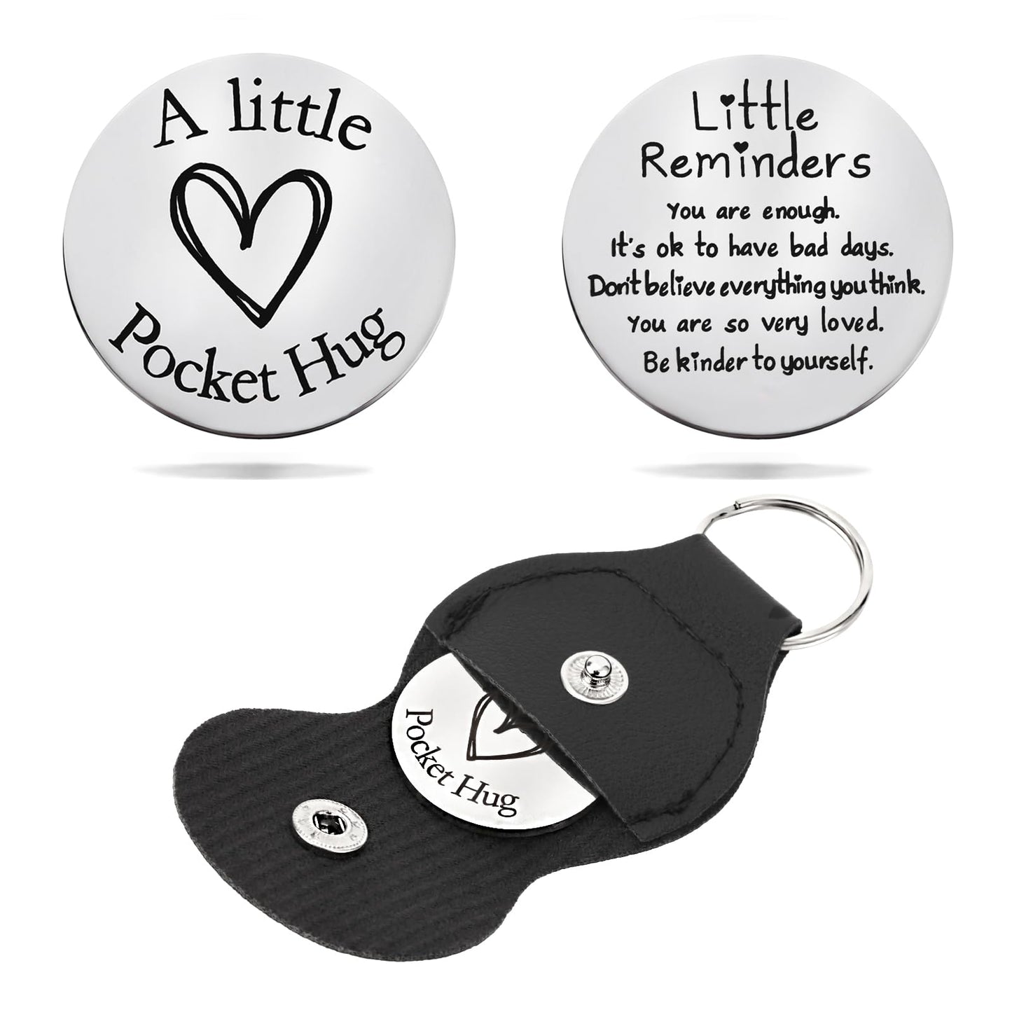 Pocket Hug Token Keychain for Women & Men - Inspirational Gifts for Him & Her Christmas Valentine's Day Graduation